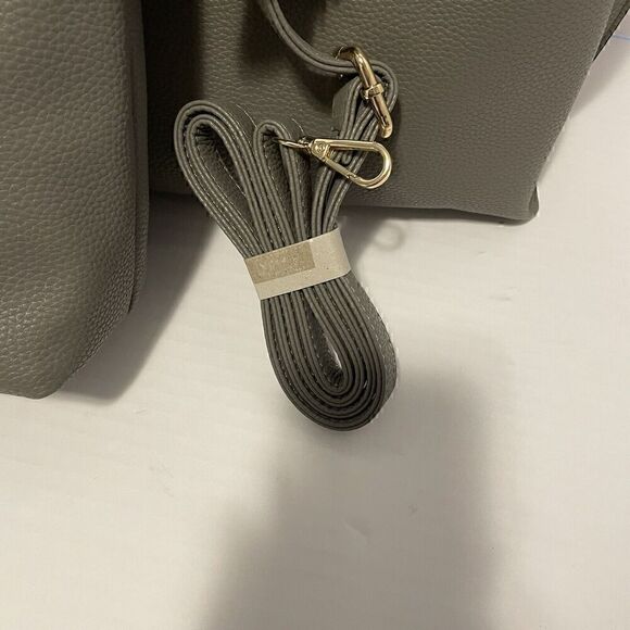 Deluxity 2 Pc. Set: Large Tote Bag, Strap Vegan Leather Gray Smaller Inside Bag - Picture 12 of 12